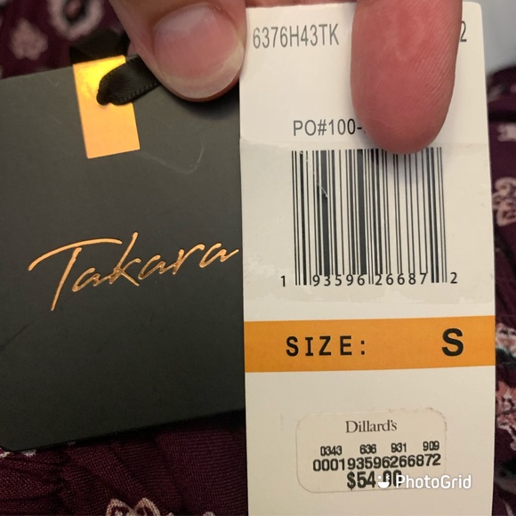 Takara Burgundy Floral Print Dress - Picture 11 of 12